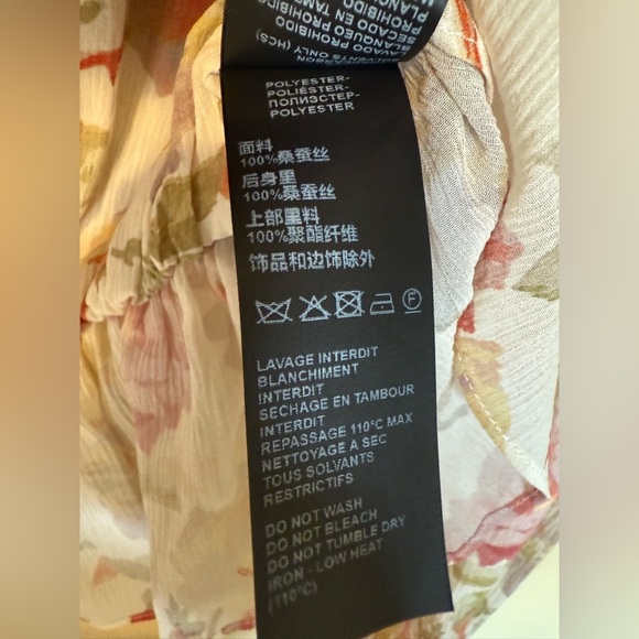 The Kooples Floral Printed Silk Ruffle Long Sleeve Top NWT 2 Medium $395 - Picture 9 of 10